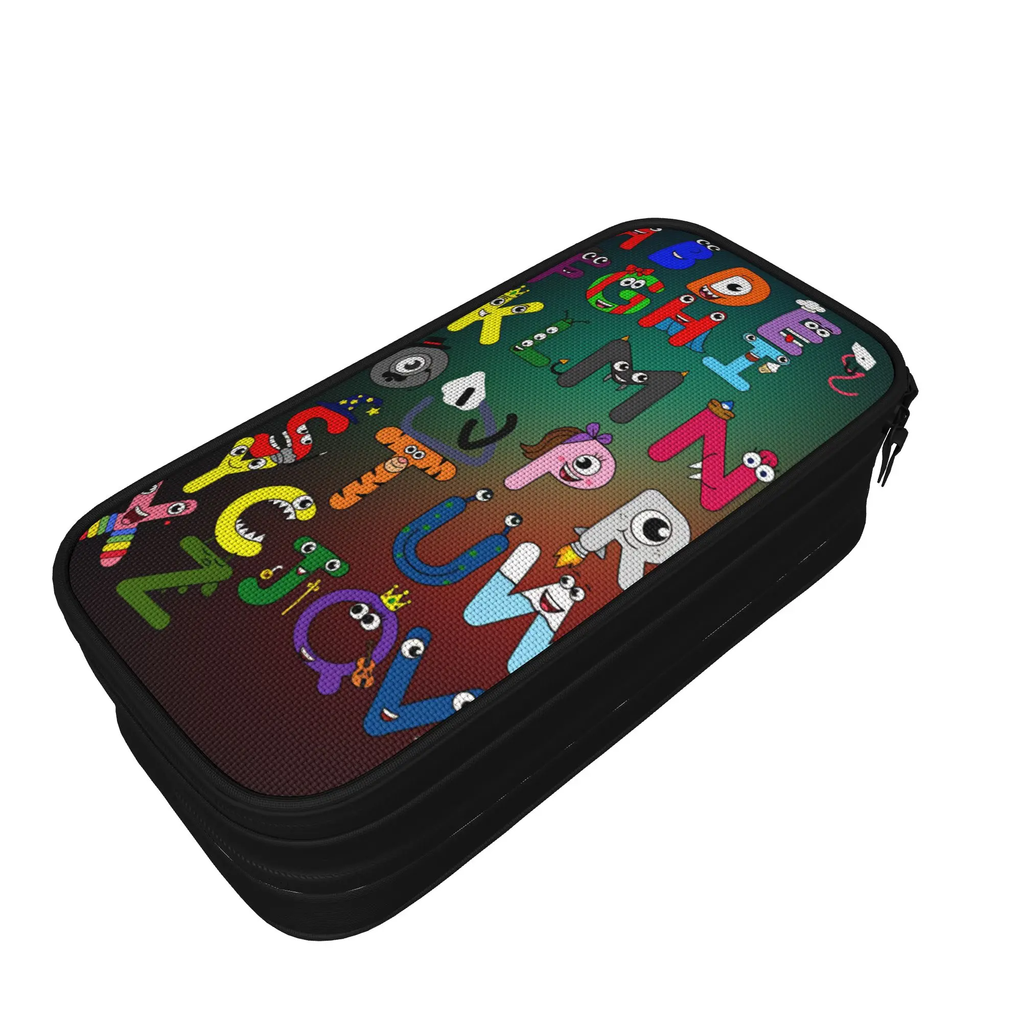 Alphabet Lores  Pencil Case  College Pencil Box Students Double Layer Retro  School Pencil Cases Graphic Stationery Organizer