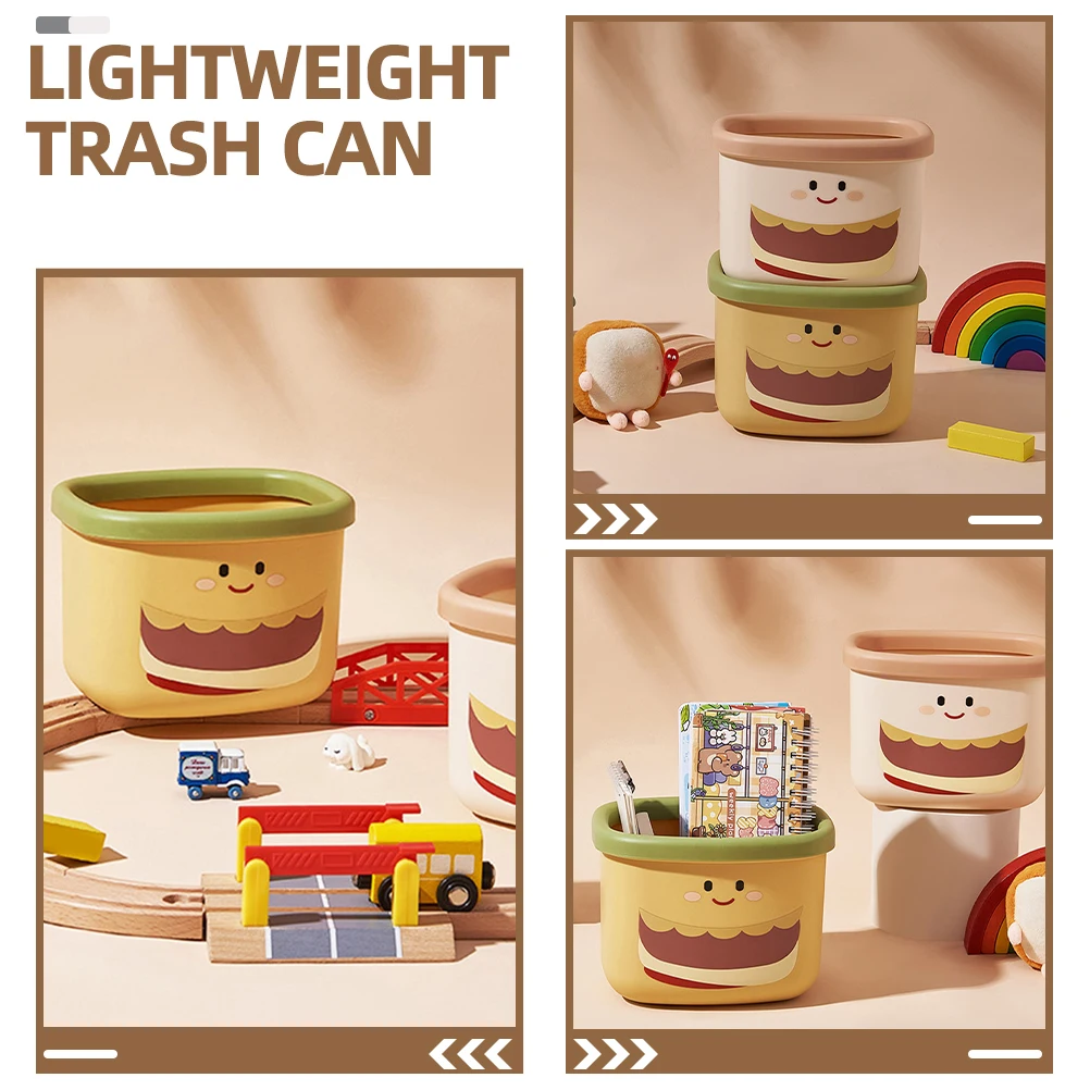 

2pcs Hamburger Trash Can Mini Desktop Garbage Bin Cute Cartoon Pp Small Wastebasket Kitchen Bedroom Bathroom Lightweight