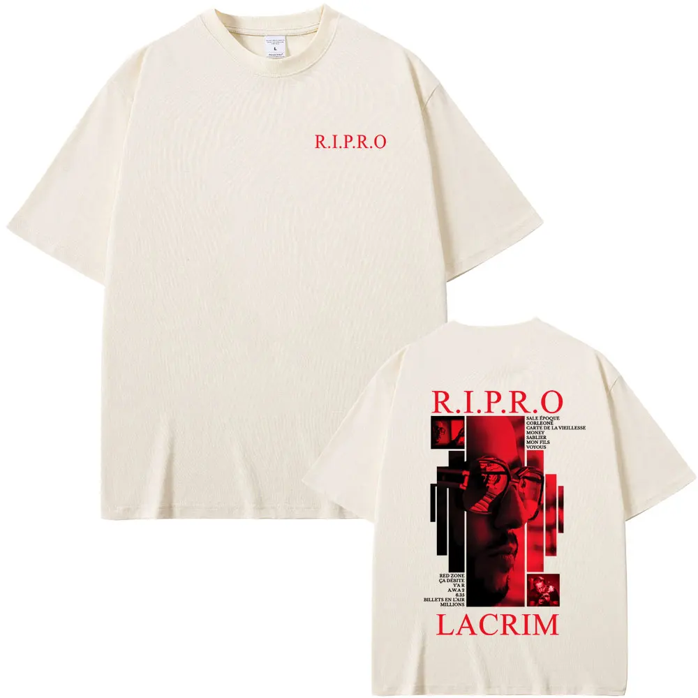 Rapper Lacrim R.I.P.R.O Album Graphic T-shirt Men Women Hip Hop Fashion Pop Music T-shirts Men's Casual Cotton Vintage T Shirt