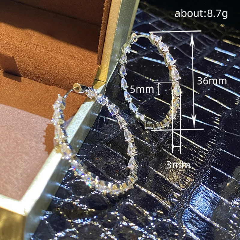 Water Drop 925 sterling silver Hoop Earring AAAAA Zircon Jewelry Party Wedding Earrings for Women Promise Birthday Jewelry