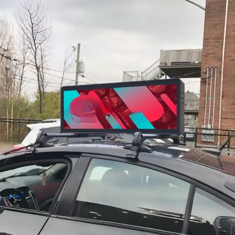 WIFI Light Emitting Diode Roof Mobile Ultra Light Advertising Screen 2K P5 P6 high definition taxi Light Emitting Diode Video