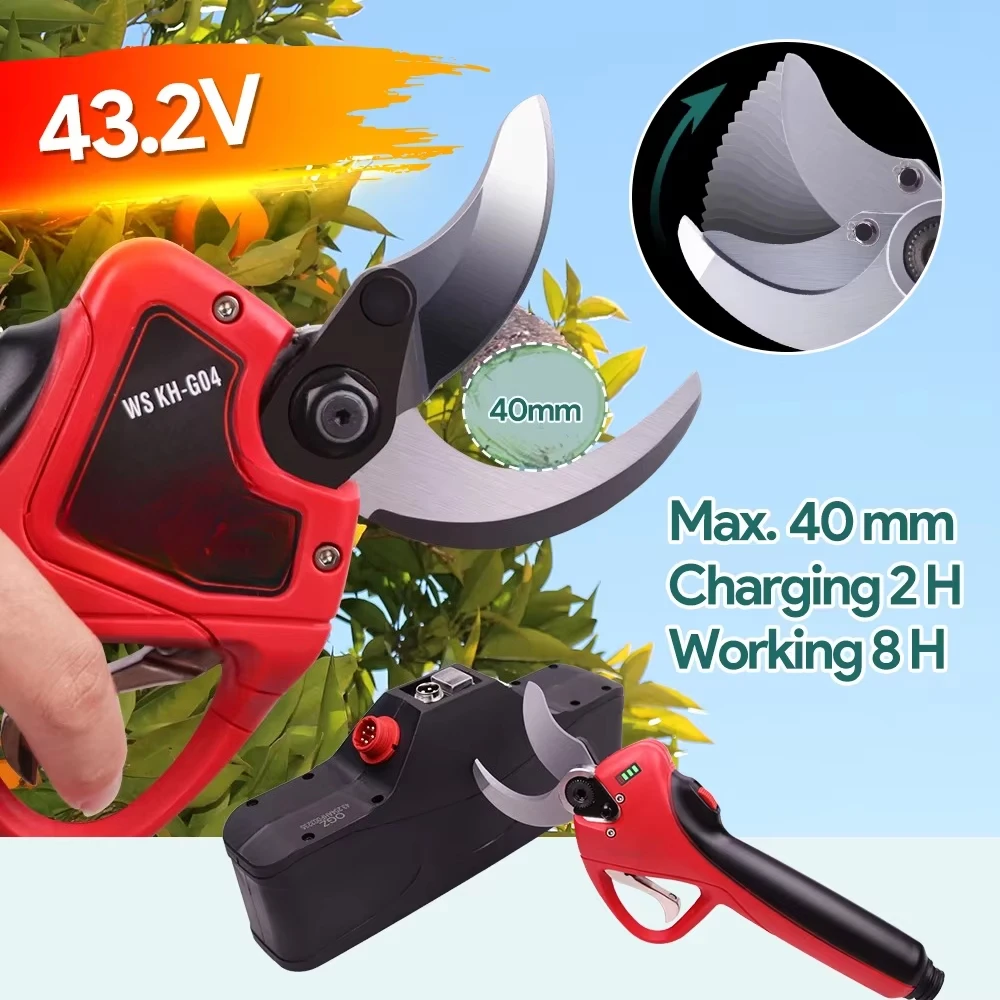 43.2V Lithium Battery 40MM Electric Scissors Protect Finger Trimmer Electric Pruning Shears Garden Pruning Machine - view 2