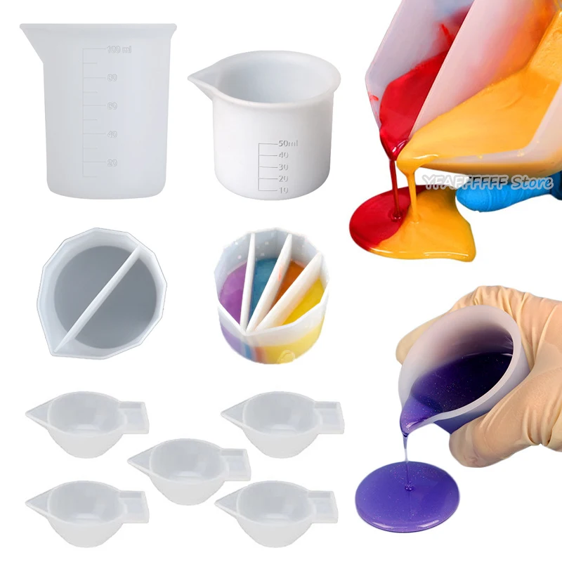 Silicone Despeje Split Cup para Pintura Epóxi, Copos Derramando, Ferramenta de Resina DIY, Molde de Resina Tinta Acrílica, Ferramenta de Fazer Jóias