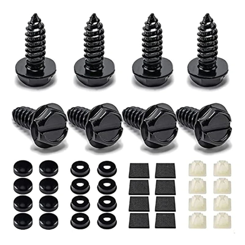 Convenient License Plate Screw Set Secure Vehicle License Plate Screw set Tool Included for Easy Installation & Removal