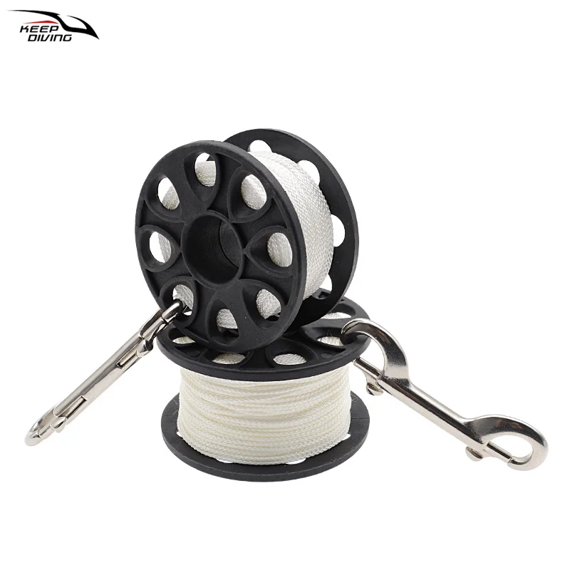 1 PCS 30M/50M Scuba Diving Reinforced Nylon Spool Finger Reel With Stainless Steel Double Ended Hook SMB Diver Below Equipment