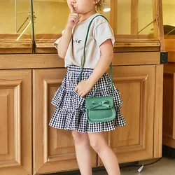 Mini Kids Bag Cute Bow Solid Color Oblique Cross Bag for Little Girls Princess Bags Children Handbags Shoulder Bags 2-10Years