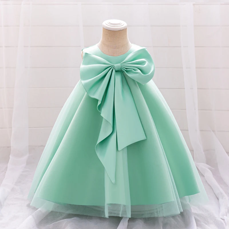 Big Bow Baby Girls Party Dresses Luxury Infant 1st Birthday Baptism Ball Gown Tulle Girl Princess Dress Toddler Summer Clothes