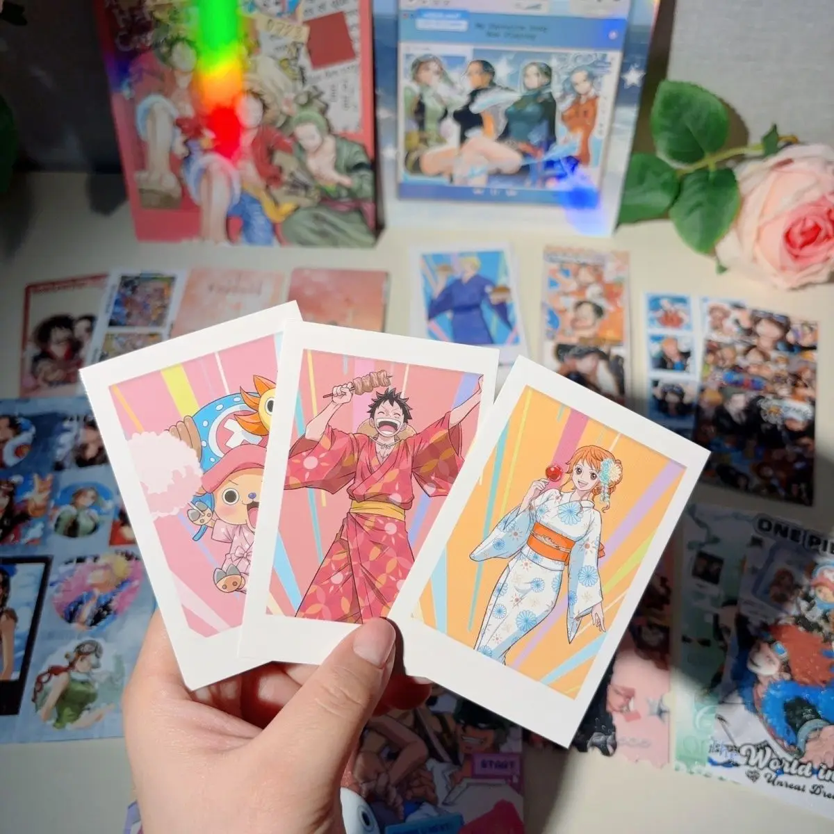 One Piece All-in-One Anime Fan Merch Gift Box Luffy Zoro Cartoon Set with Greeting Cards Bookmarks