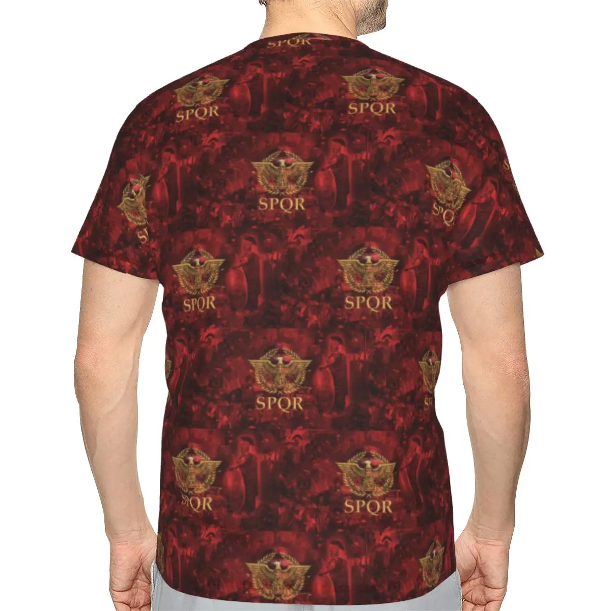 Gold Roman Imperial Eagle SPQR 100% Cotton T-Shirt Men'sClassic T Shirts Men Round Neck Short Sleeve