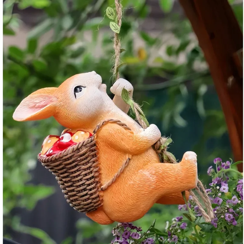 

Outdoor Garden Decorative Ornaments Creative Climbing Hanging Pendant Resin Rabbit Landscape Layout Balcony Minimature Items