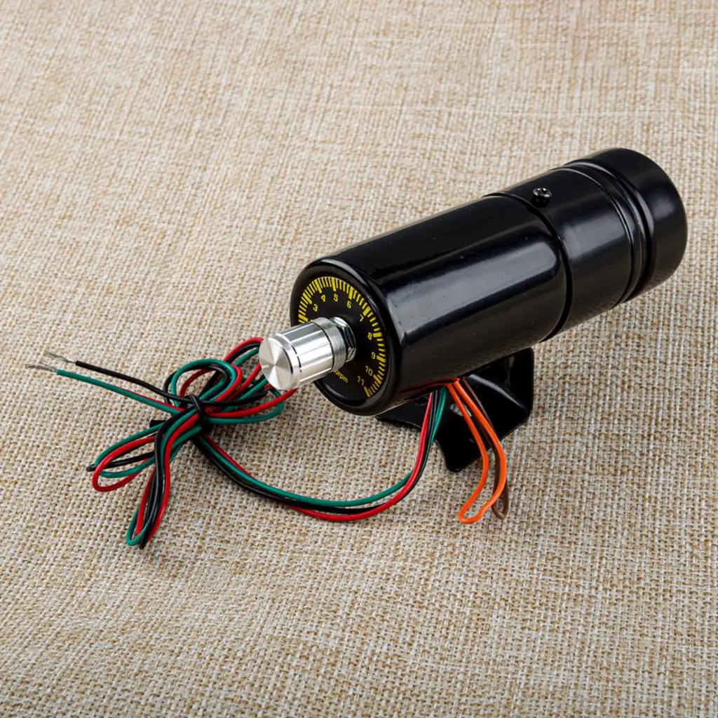 Universal Car Black 12V 1000-11000 RPM Adjustable Red LED Tacho Gauge Tachometer Shift Light Lamp