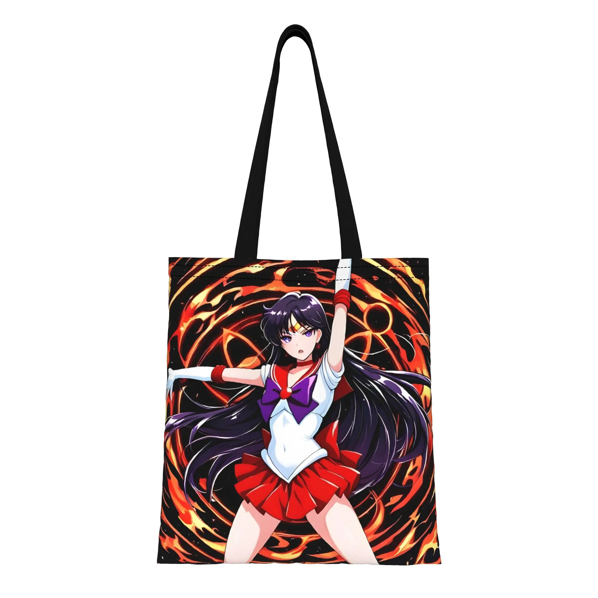 1PC Large Capacity Sailor Mars Attack Sailor Moon Canvas Tote Bag Foldable Chic Pattern No Closed Design