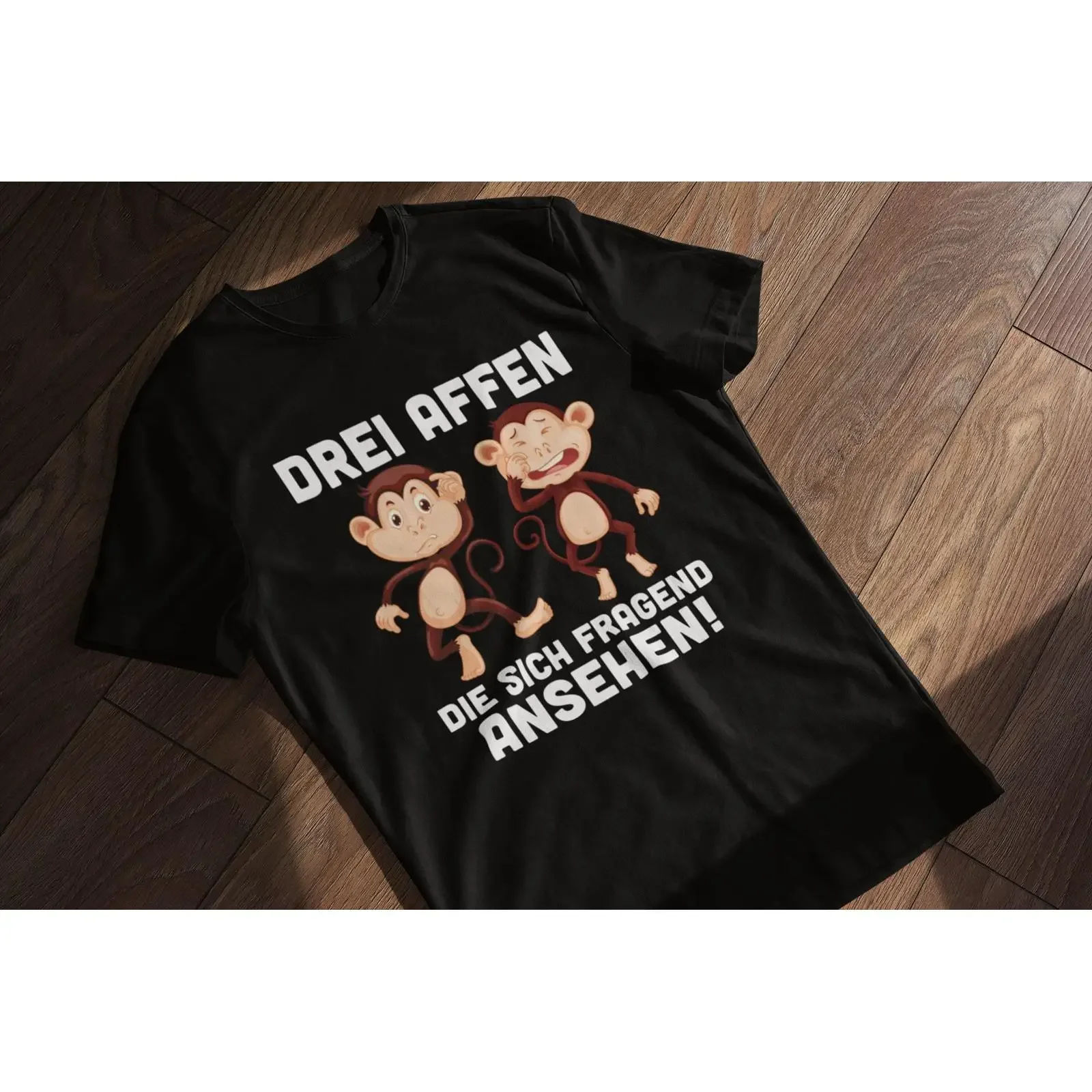 Funny Three Monkeys German Slogan T Shirt Witty Perspective Shift Novelty For Animal Lover vintage Washed Top For Everyday Wear