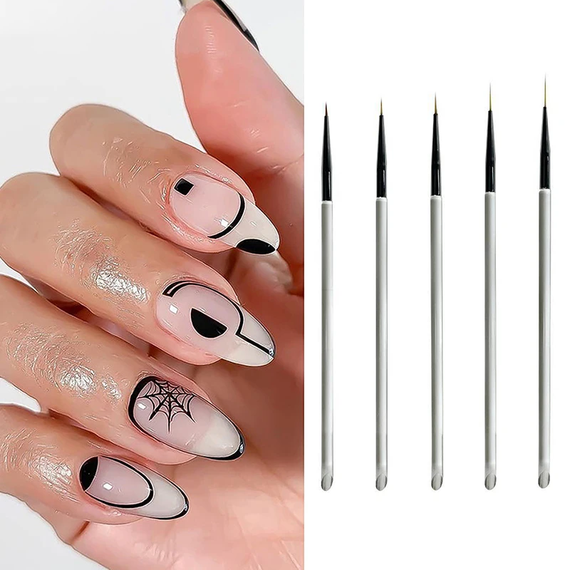 1/5pcs Acrylic French Stripe Nail Art Line Painting Pen 3D Tips Manicure Slim Line Drawing Pen UV Gel Brushes Painting Tools