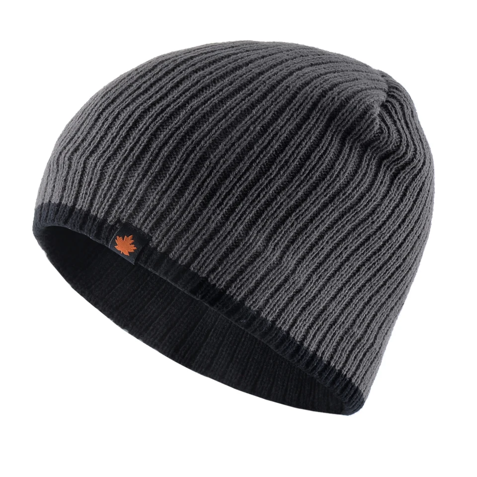 Men's Skullies Beanies Knitted Wool Hats Men Winter Thick Beanie Hat Double Layer Solid Color Fleece-lined Warm Bonnet Cap