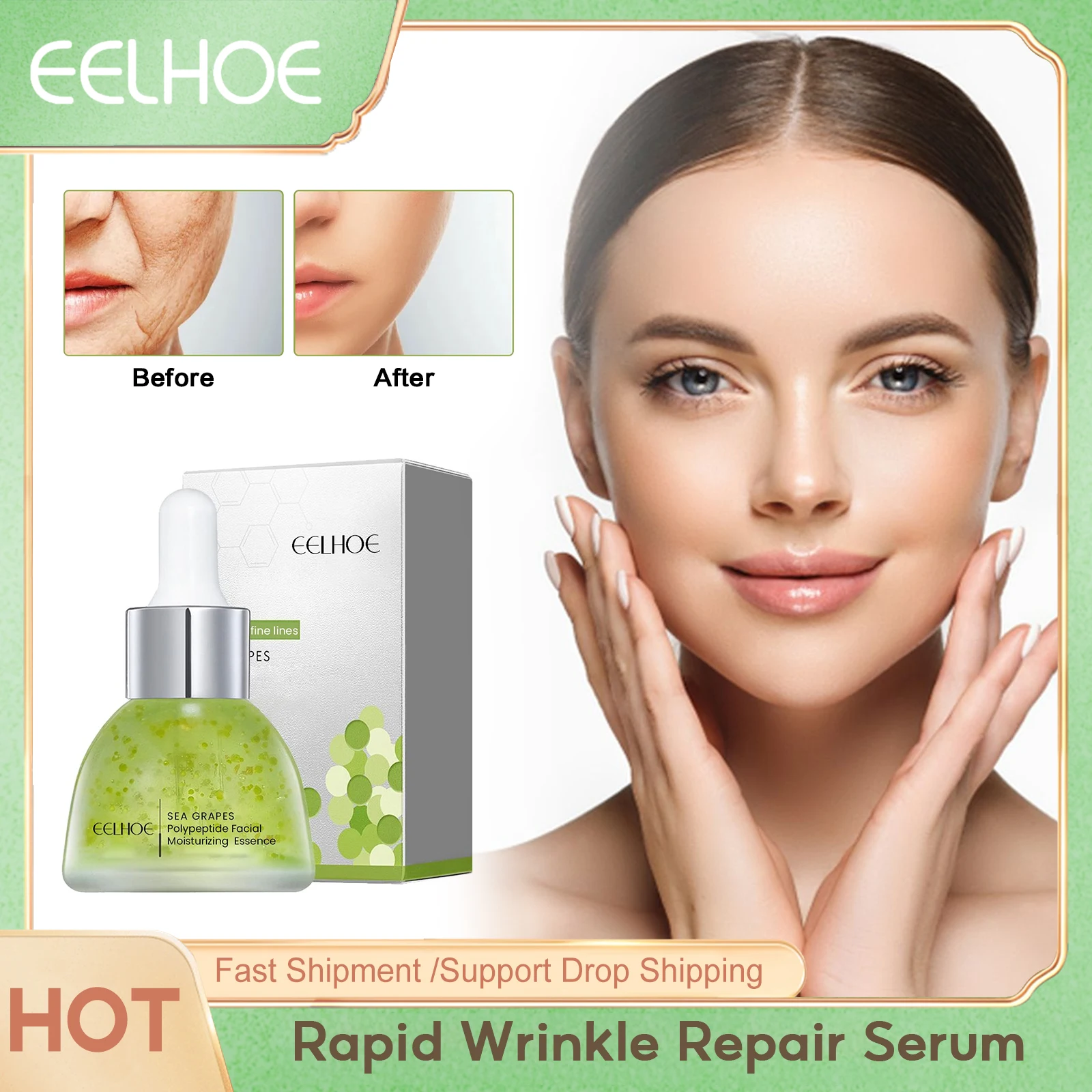 EELHOE Rapid Wrinkle Repair Serum Tightening Firming Anti Aging Fade Fine Lines Nourish Dry Skin Moisturizing Brighten Essence