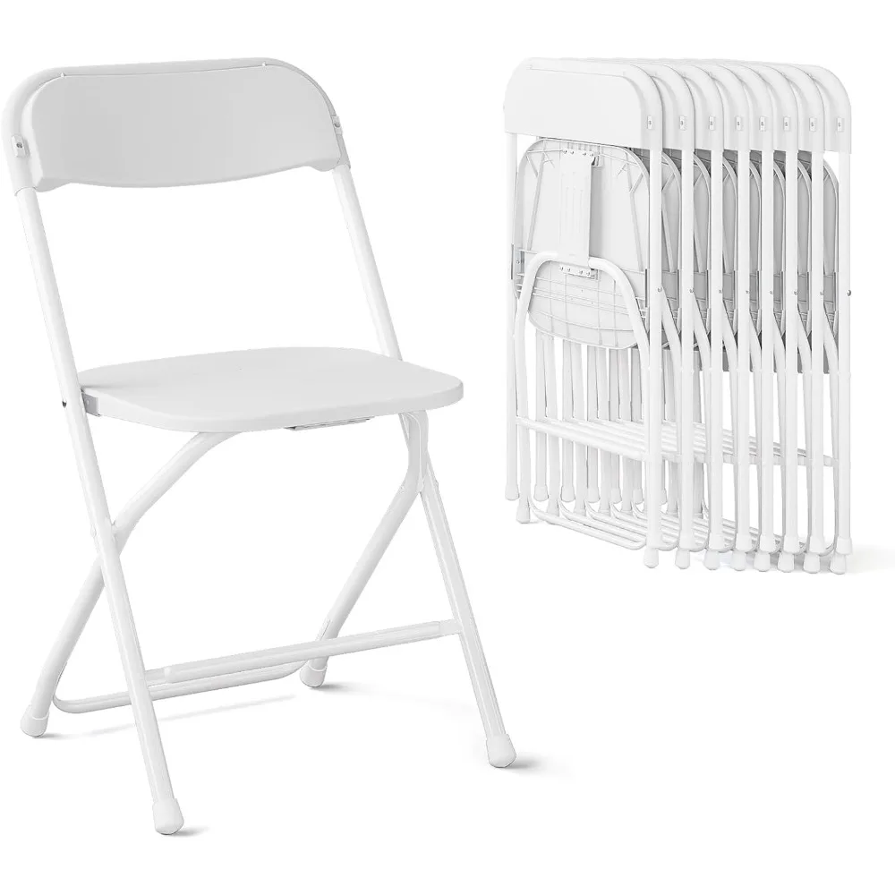 

Folding Chairs10 Pack,Heavy Duty White Plastic Stackable Event Chairs for Indoor Outdoor, 350lb Capacity Portable Commercial Ban