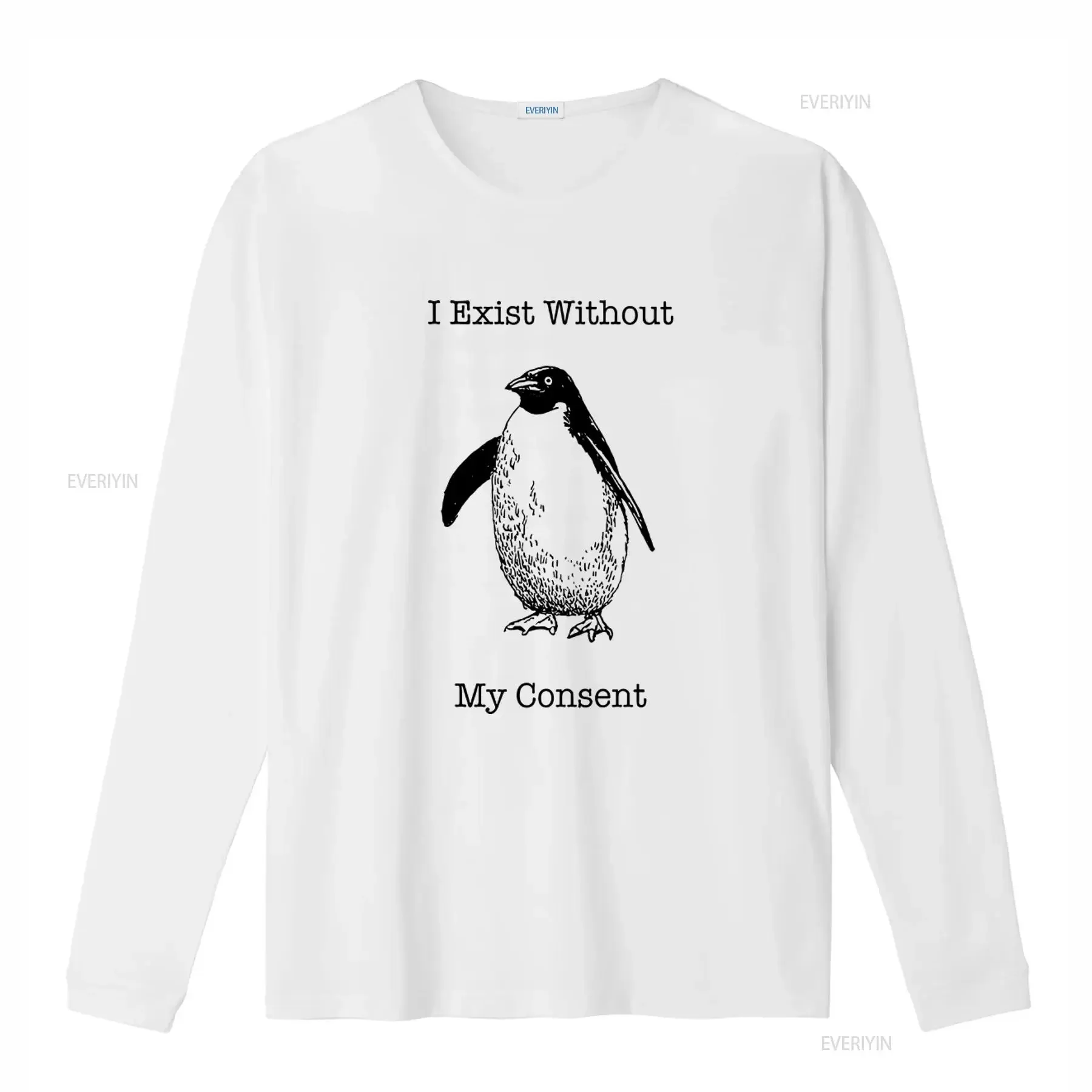 Funny Penguin T Shirt I Exist Without My Consent Design for Bird Lovers Random Awkward Silly Pingu Lover  vintage Washed