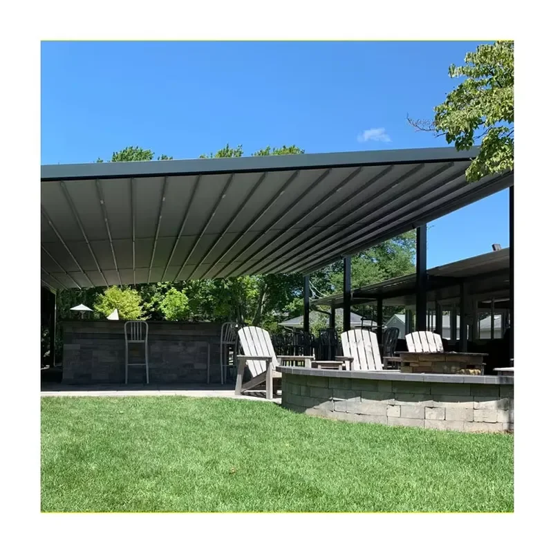 Modern 4x3 3x3 Motorized PVC Patio Cover Aluminum Louver Roof Powder Coated Pergola for Aluminum Nature Treated Wood