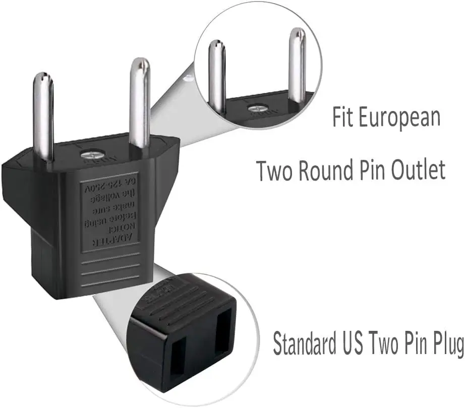 Adaptador de enchufe de salida americano a europeo, 1 piezas