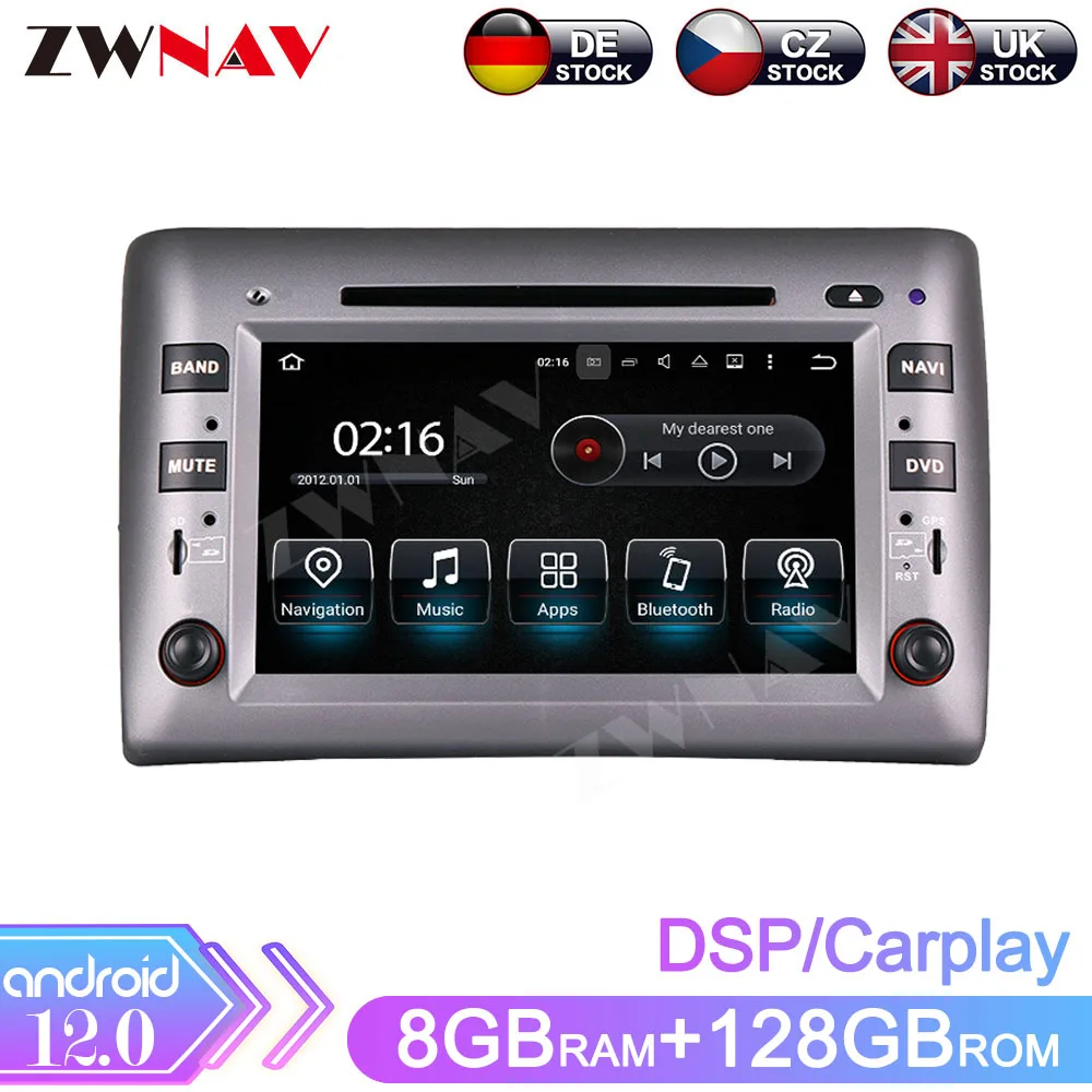 Car Radio 8+128GB Android12.0 For Fiat Stilo 2002-2012 DVD Player Multimedia Stereo Carplay  Video Head Unit GPS Auto Navigation