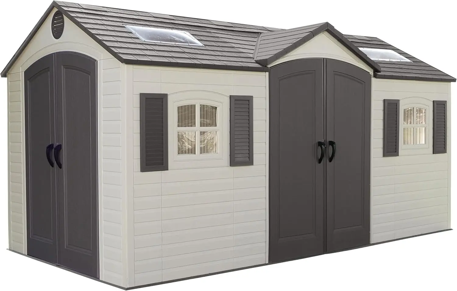 Lifetime 60079 Outdoor Storage Dual Entry Shed, 15 x 8 ft, Desert Sand