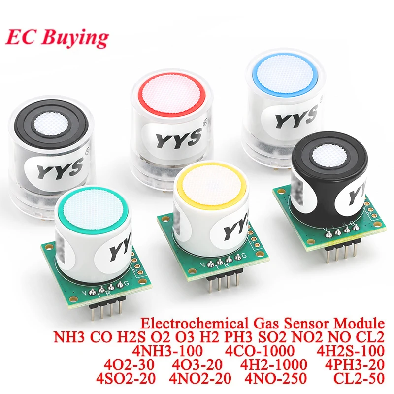 NH3 CO H2S O2 O3 H2 PH3 SO2 NO2 NO CL2 Electrochemical Gas Sensor Module Ammonia Carbon Monoxide Oxygen Ozone Detection 0–100ppm