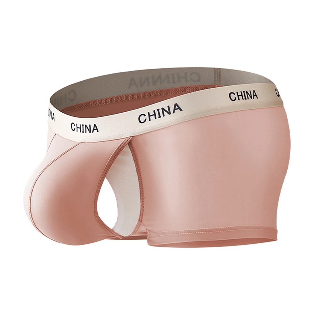 بوكسر رجالي من الحرير الجليدي ، ملابس داخلية منخفضة الخصر ، سراويل داخلية ناعمة بخيط جي