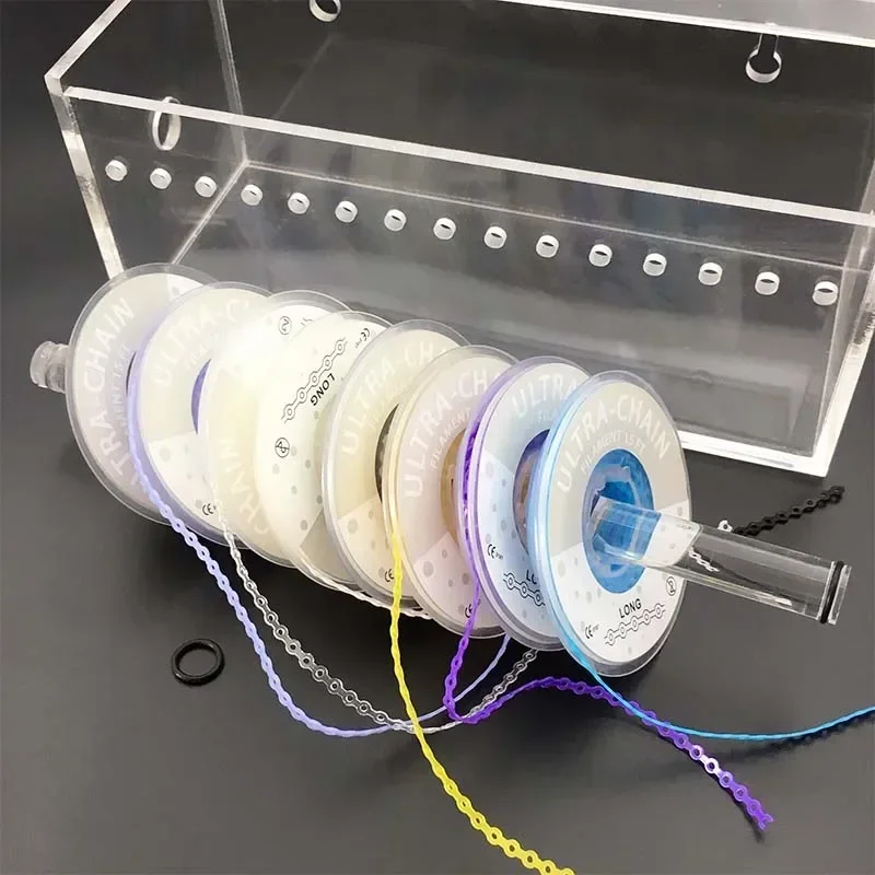 Dental 1pc Orthodontics Power Chain Box Acrylic Placing Ligature Chain Holder Dental Elastic Power Chain Box