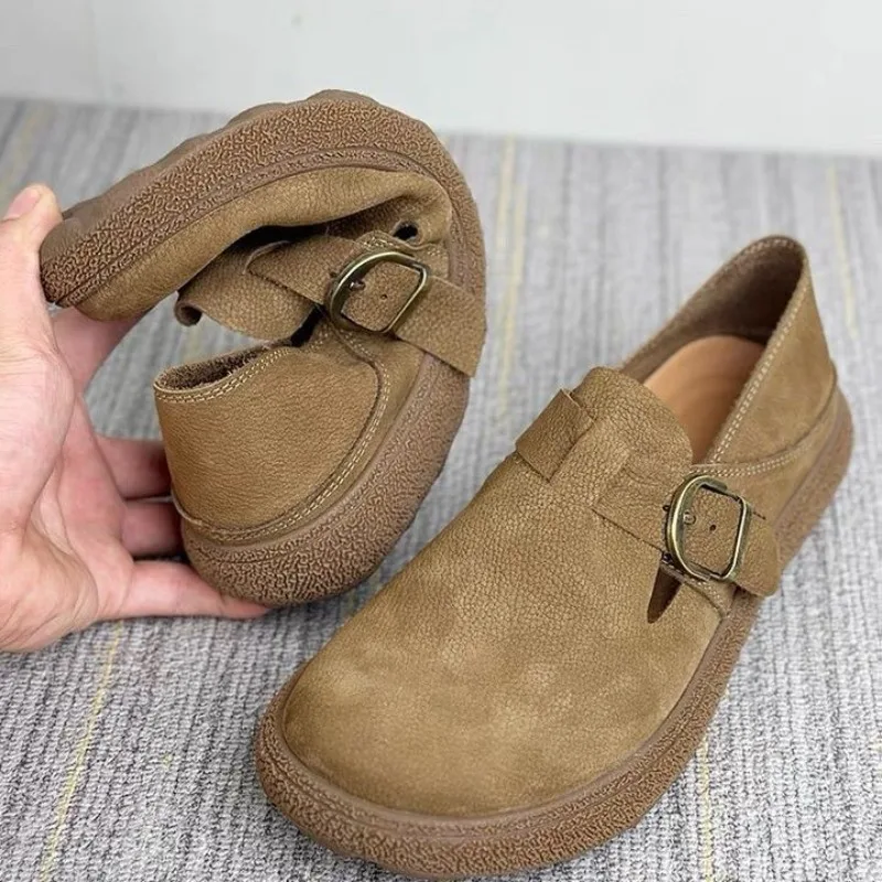 

Loafers Shoes Men's Genuine Leather New Retro Fashion Single Shoes Versatile Soft Cow Leather Soft-soled Summer Casual Shoes