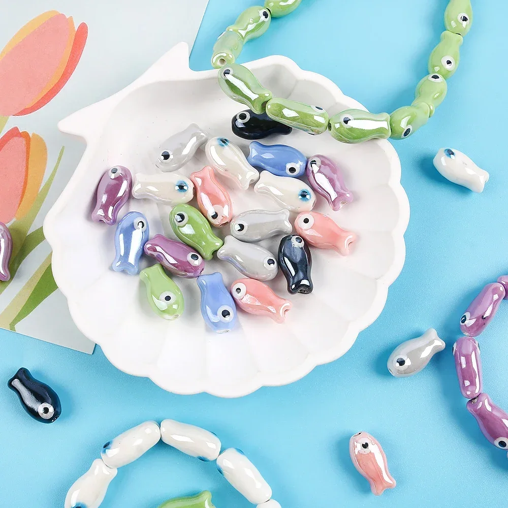 

5PCS Retro Small Fish Beads Charms Ceramic Spacer Loose Beads For Jewelry Making Crafts Handmade DIY Bracelet Accessories