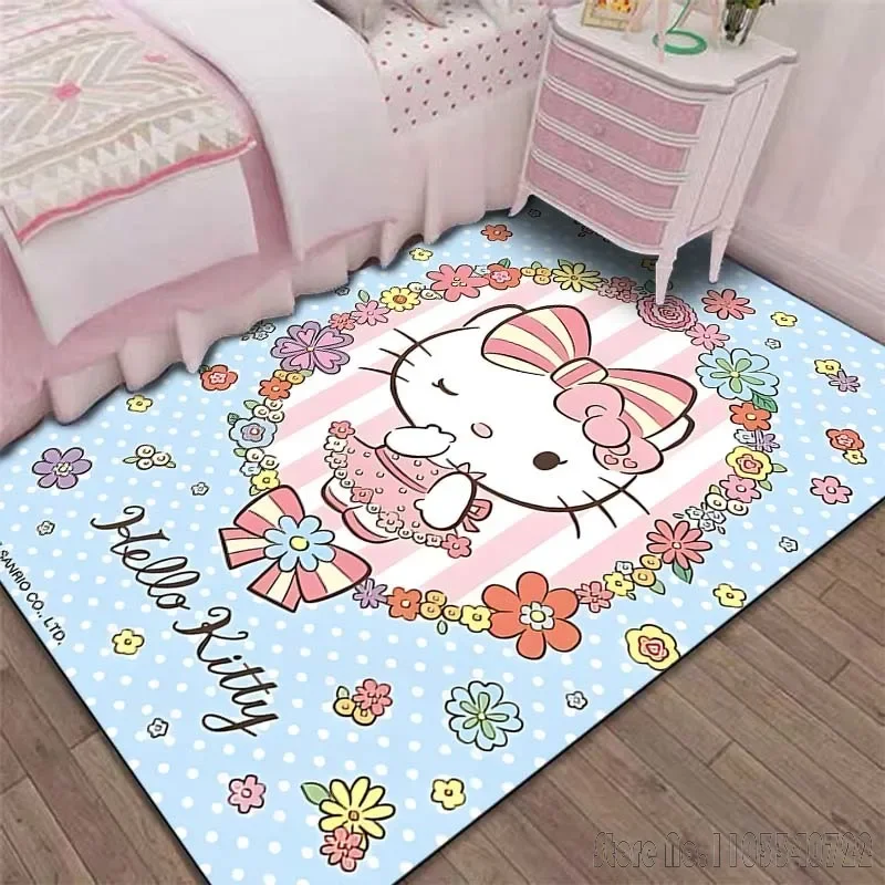 Sanrio Hello Kitty Kawaii Printing Carpet for Living Room Bedroom Sofa Home Girls Room Decor Area Rug Pink Room Decor Play Mat