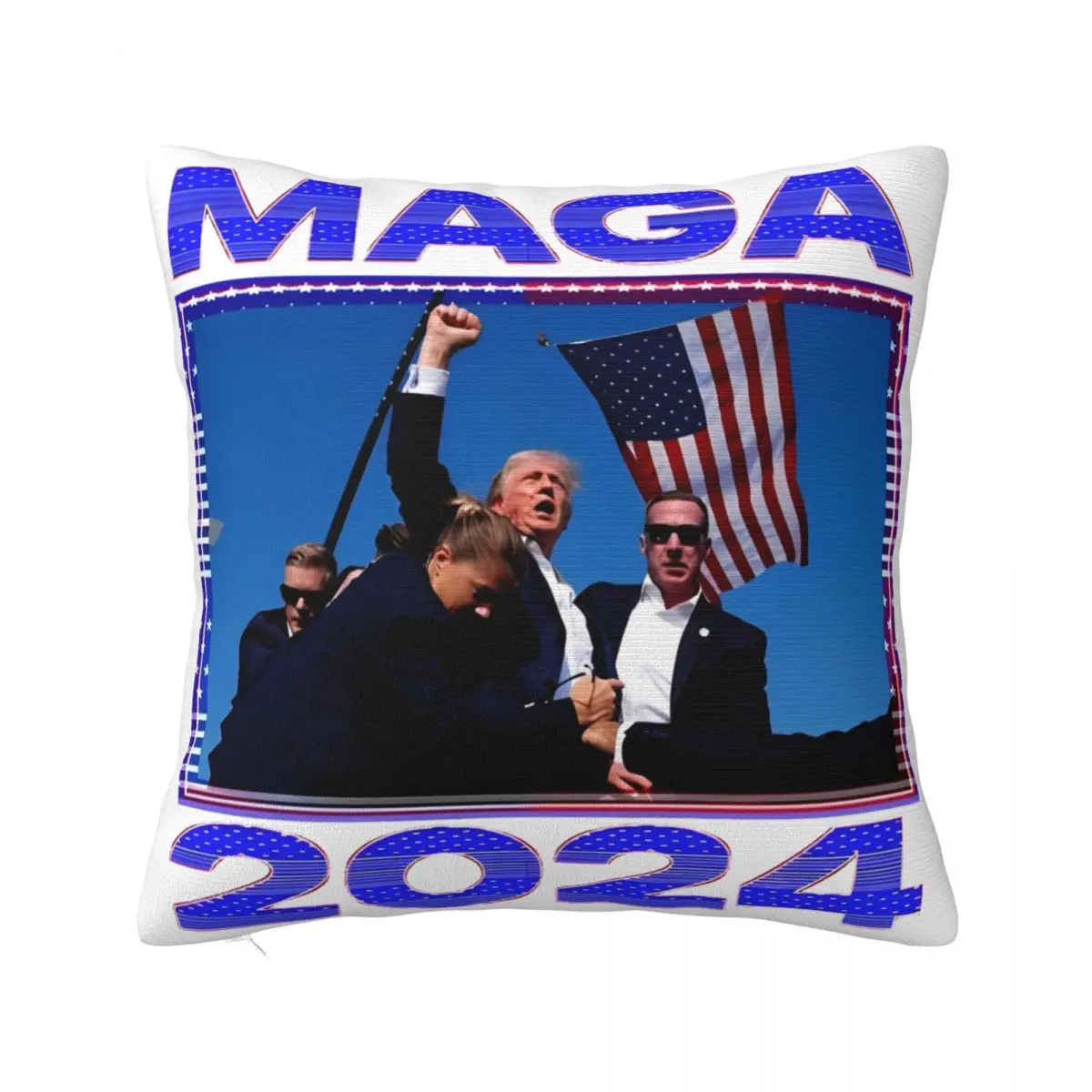 MAGA 2024 Trump Pillowcase Printed Polyester Cushion Cover Decorative MAGA USA Throw Pillow Case Cover Home Zipper 45X45cm