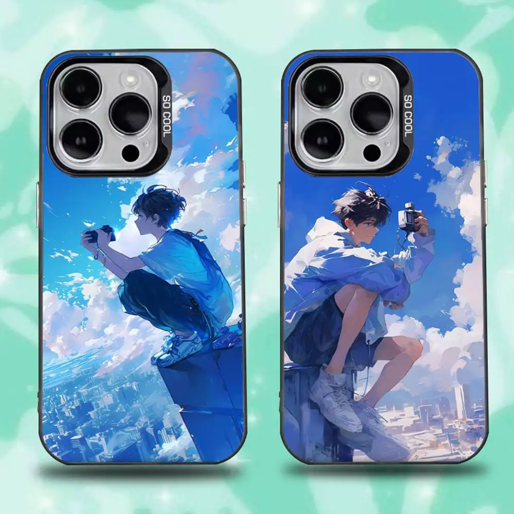 

Anime Boy Videography Phone Case For iPhone 16,15,14,13,12,11,Mini,Pro,E,SE4,XS,MAX Black Candy Matte Cover