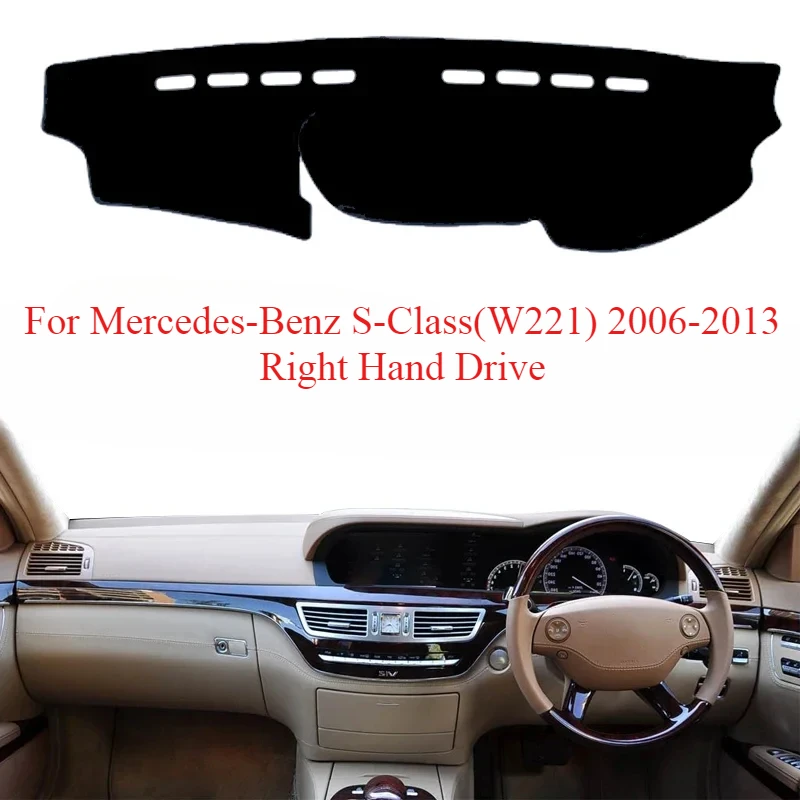 

Для Mercedes-Benz S-Class W221 2006, 2007, 2008, 2009, 2010, 2011, 2012, 2013, чехол на приборную панель автомобиля, силиконовый нескользящий коврик, автоматический солнцезащитный козырек