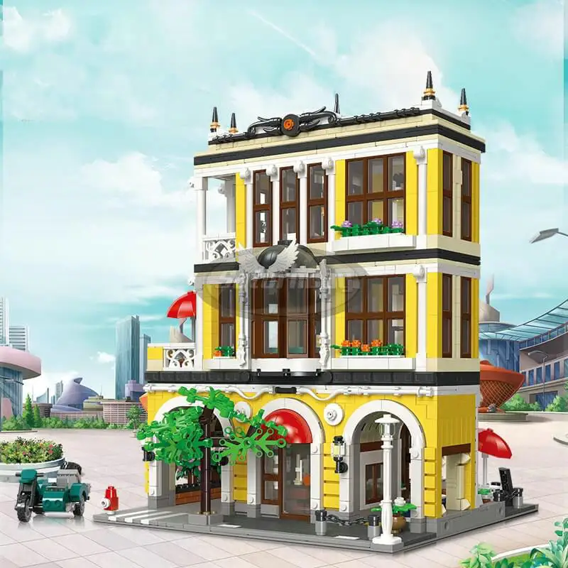 Teahouse Building Blocks modello MOC 89124 Bricks Tea Shop Modular Street View Scene Set città Creative Toy Set regalo per bambini