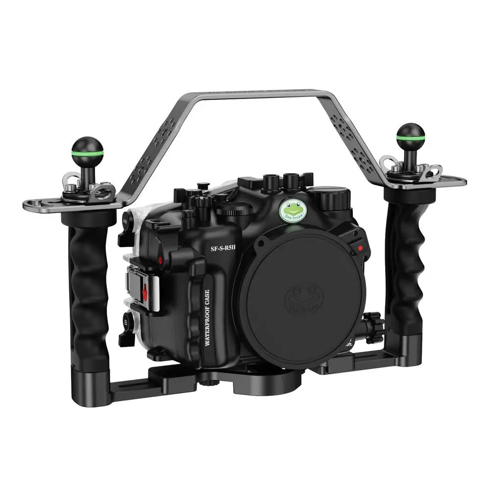 Seafrogs 40M/130FT Underwater Housing Waterproof Camera Case Scuba Diving Housing for for Canon EOS R5 II with EF-S 60mm F2.8