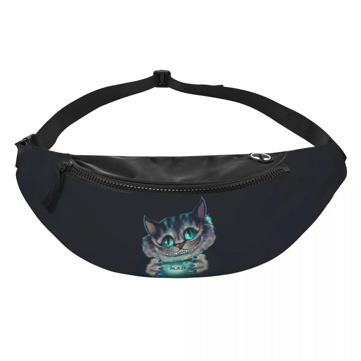 Custom Mad Cheshire Cat Fanny Bag Crossbody Taille Pack Mannen Vrouwen Reizen Telefoon Geld Zakje