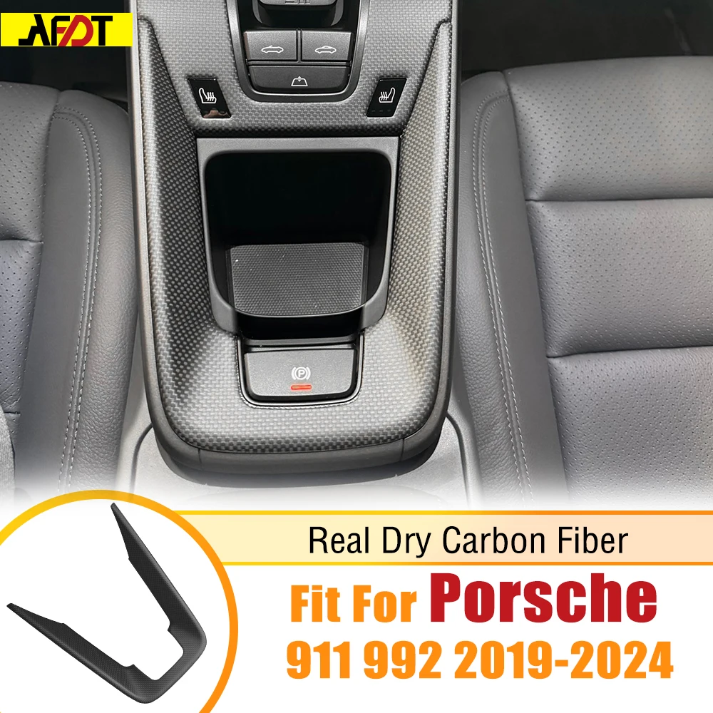 

For Porsche 911 992 2019-2024 Carbon Fiber Interior Center Console Gear Shift Panel Cover Sticker Auto Interior Accessories