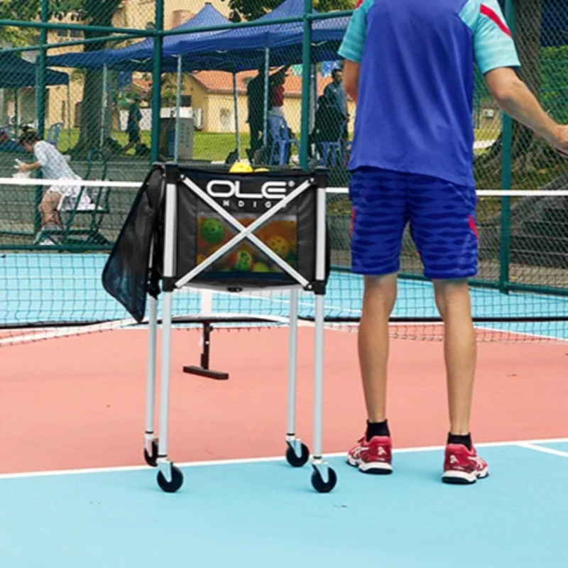 Multifunctional Tennis Storage Cart Large Capacity Tennis Collection Cart Foldable Pickleball Carts Portable Sports Accessories