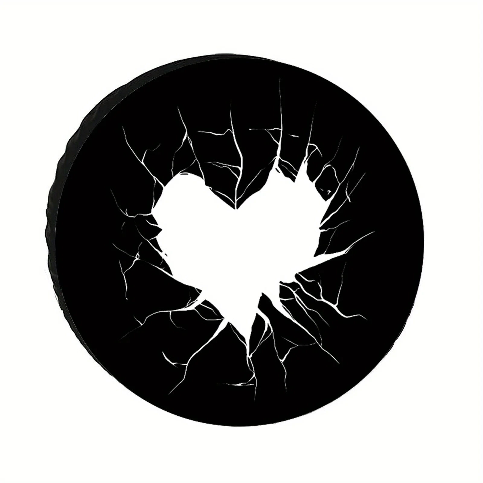 1pc Fit Broken Heart Design Polyester Spare Tire Cover For Jeeps & Trucks - Durable Wheel Protection, Ideal For Camping, Travel