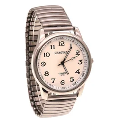 chaoyada Old Men Women Couples Watches Flexible Elastic Strap Simple Large Digital Stainless Steel Electronic Wristwatches