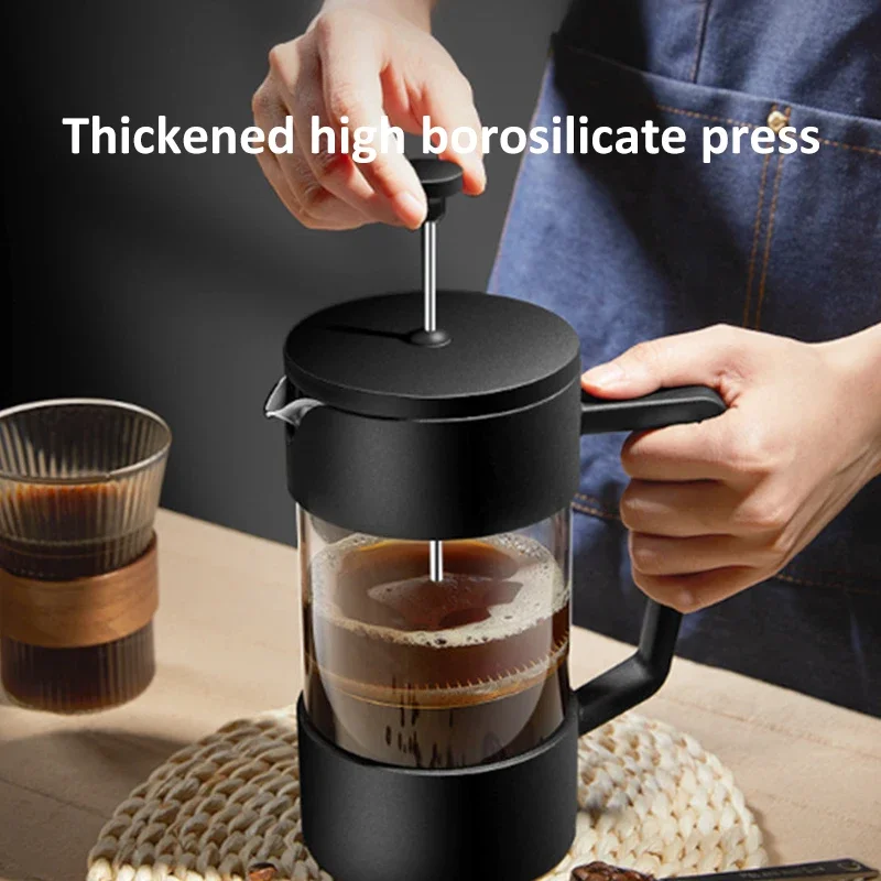 350/600/1000ML French Press Coffee Maker Pot Thickened Borosilicate Glass French Press Coffee Maker Multifunction Hand Punch Pot