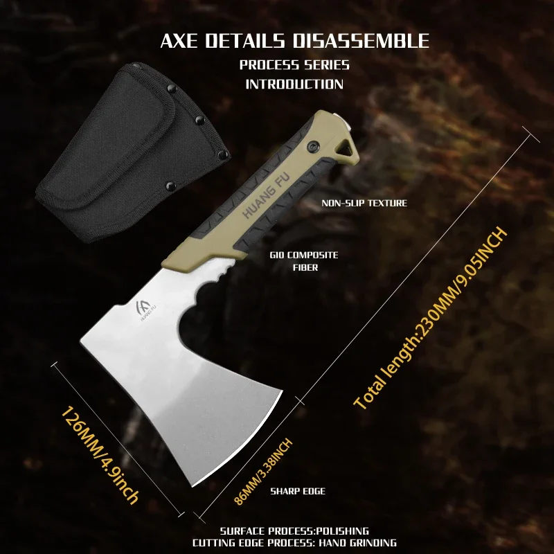 Imagem -04 - Portátil Multi Funcional Aço Battle Axe Huangfu4cr13 Survival Axe para Acampamento ao ar Livre Caça e Atividades de Emergência