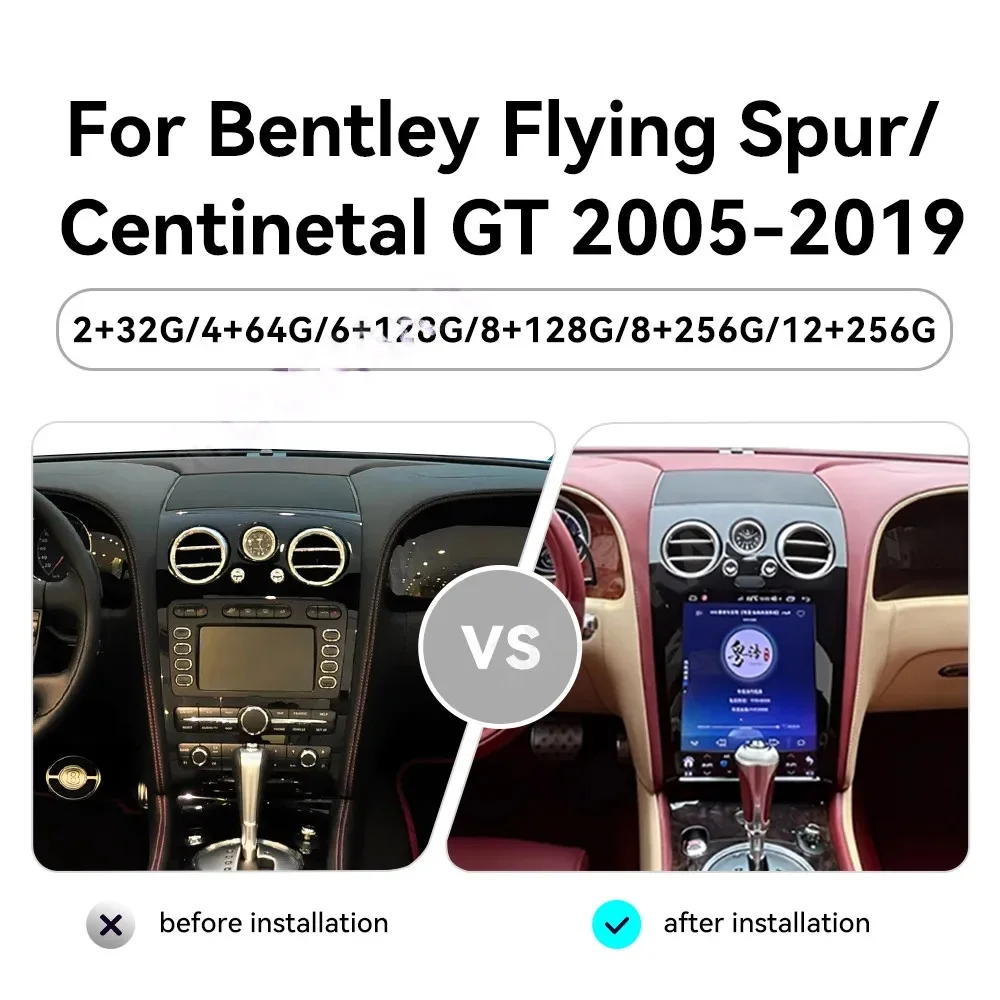 Android 13 Multimedia Video carplay For Bentley Continental GT Flying Spur 2005 2006 2007 2008-2019 GPS Navi Car Radio Head Unit