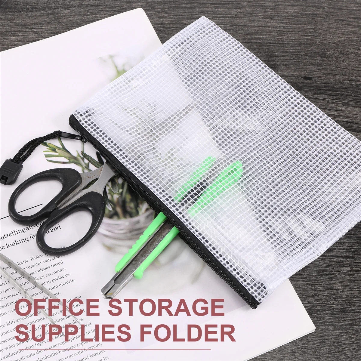 حقيبة شبكية بسحاب للمستندات ، مقاومة للماء ، بلاستيك ، مجلدات ملف بسحاب ، متعددة الأغراض ، مكتب ، منزل ، 8 أحجام متنوعة ، 18