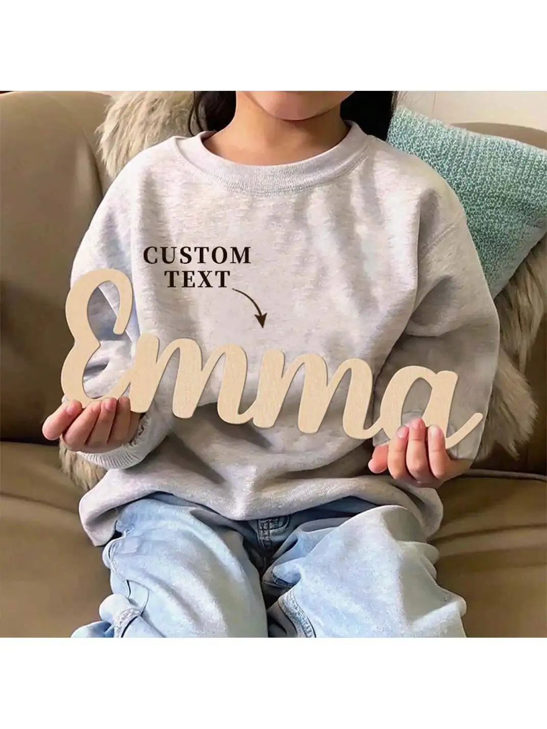 1pc Lovely Emma example Customizable Name Wood Material Laser-Cut Sign Wooden Plaque Handcrafted with Elegant Cursive Lettering