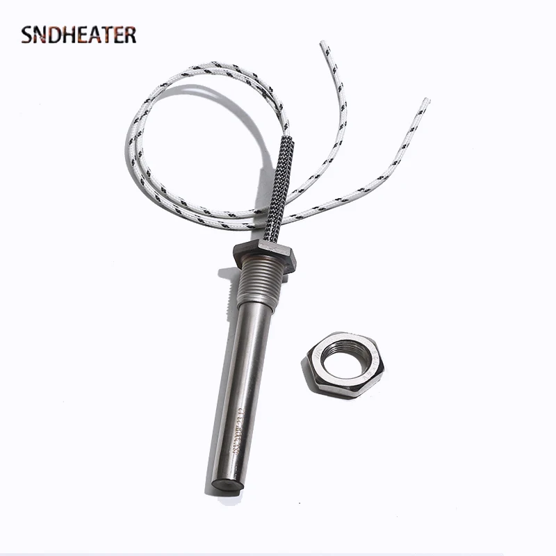SNDHEATER 12V/24V M16 Threaded Cartridge Heating Element with Nut 12*100mm 50W/100W/200W Heater Rod for Hot Cutting Machine 1pc