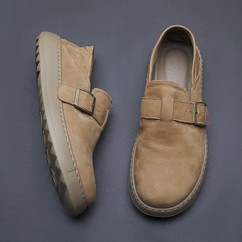 

2025 spring leather breathable loafers men's soft soles comfortable slip-on casual men's shoes