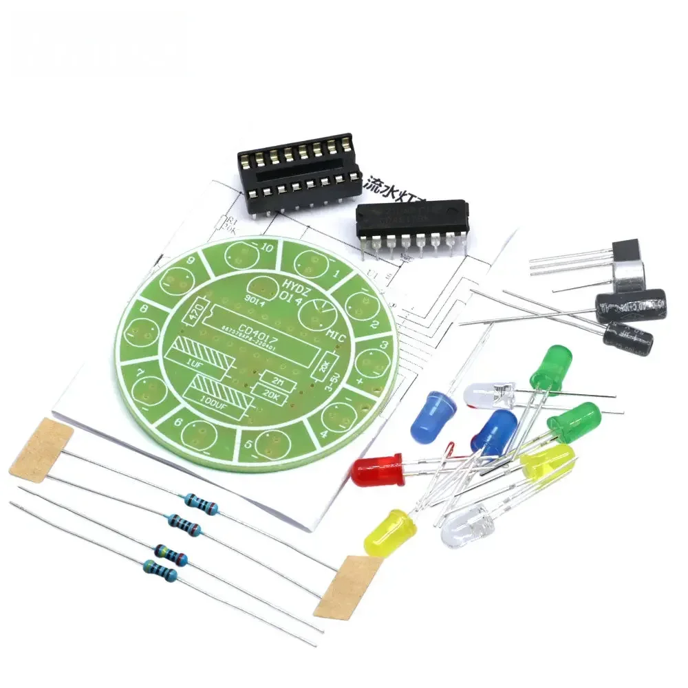 CD4017 Voice-Controlled RGB Rotating LED Light Kit - 5V DIY Electronic Circuit Kit for Student Labs & Educational Projects